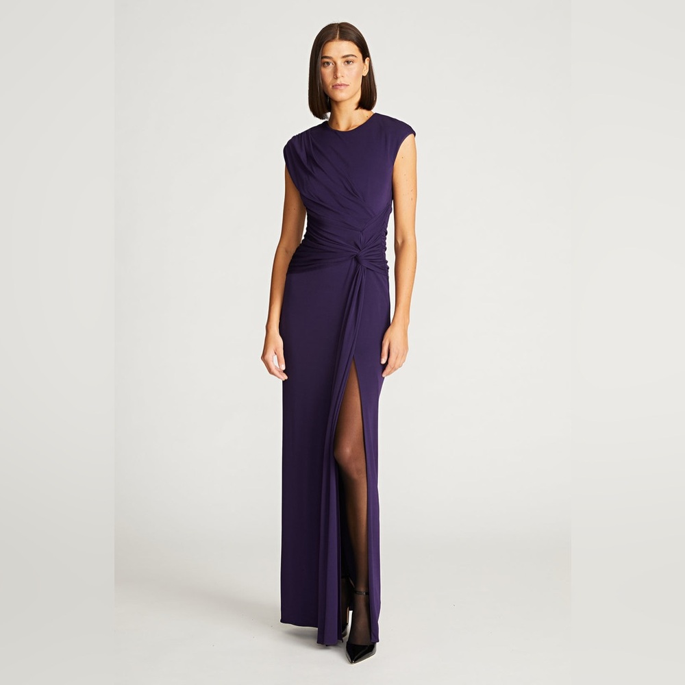 HALSTON Giovanna Gown in Matte Jersey Aubergine Women’s Sz‎ 2